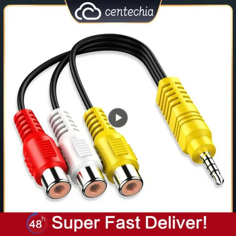 To 3 R-C-A Cable Video Component AV Adapter Cable For TCL TV 3.5mm To R-C-A Red White And Yellow Female Video Cable TV Set