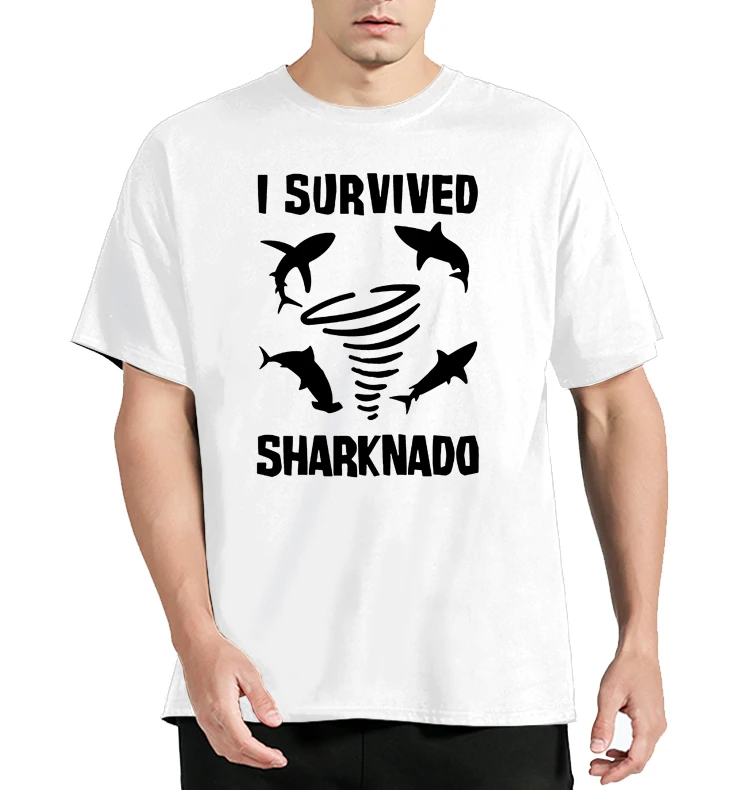 Summer Style Fashion Men T Shirts Survived Sharknado Shark Week For Men Tshirt Tees NEW Casual Fashion Floral Printed T-shirt