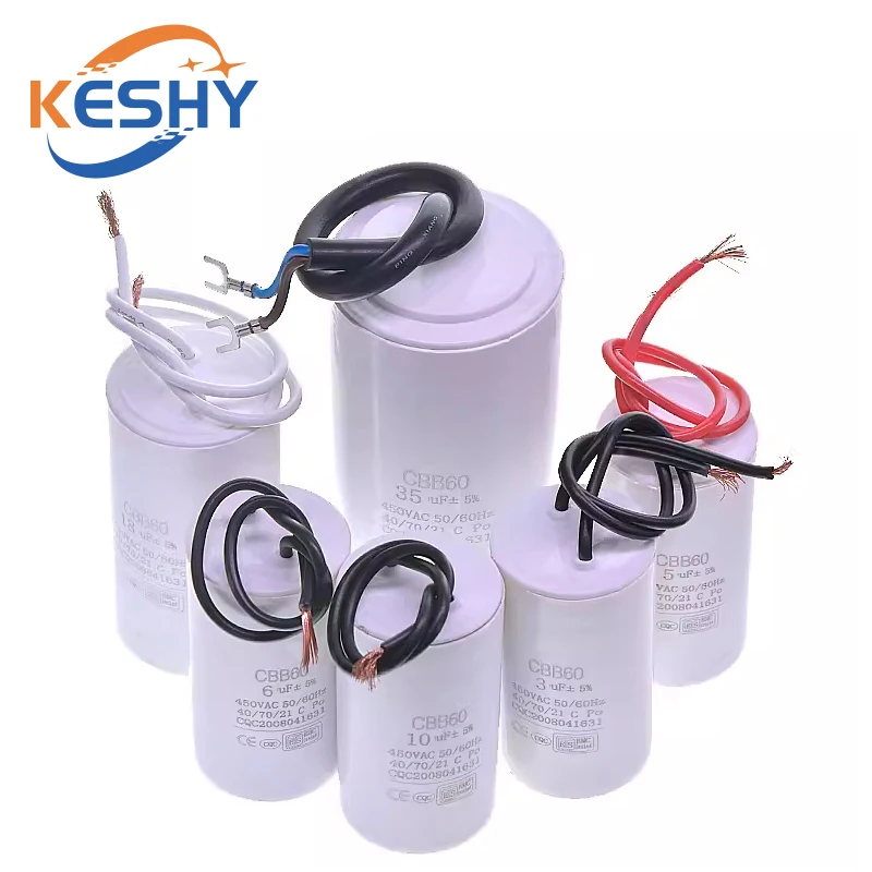 CBB60 Motor Run Capacitor 450V 3UF 4UF 5UF 6UF 8UF 10UF 12UF 14UF 16UF 18UF 20UF 25UF 100UF Start Water Pump Washer Air Pump