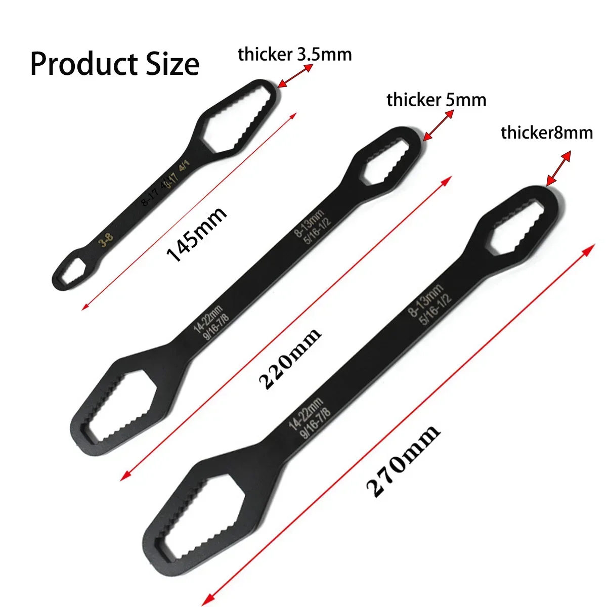 8-22mm Universal Torx Wrench Self-tightening Adjustable Glasses Wrench Board Double-head Torx Spanner Hand Tools for Factory