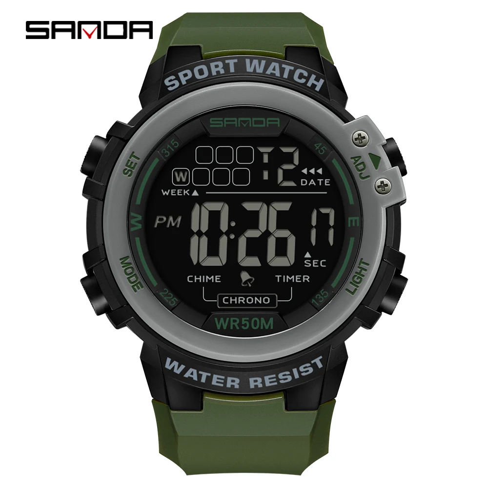 

SANDA 2140 Chrono 5Bar Waterproof Digital Watch reloj hombre New Fashion Outdoor Sport Men Multifunction Watches Alarm Clock