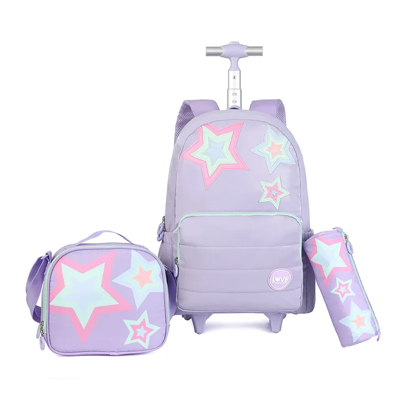 Sac à dos d'école roulant pour enfants, pour adolescentes, bagages de voyage, chariot, ensemble de sacs d'école, sac à dos à roulettes, sac de livre pour étudiants
