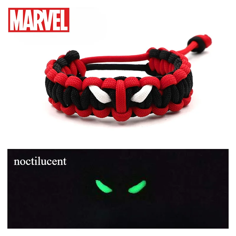 

Marvel Movie Deadpool Bracelet Anime Character Deadpool 4mm String Woven Glow-in-the-dark Bracelet Ornament Kids Christmas Gifts