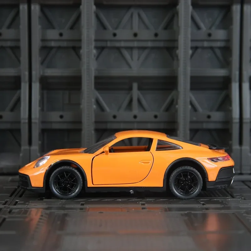 1:32 911 DaKar Alloy Sports Car Model Diecast Toy Ornament Doors Opened Sound Light Pull Back Miniature Models Toddler Kids Gift
