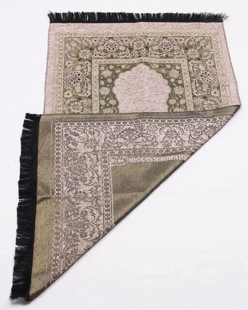 Mihrab Thick Chenille Prayer Rug Cream Muslim Islam Sheet Prayer Mat Holy Quraan Islamic Mats