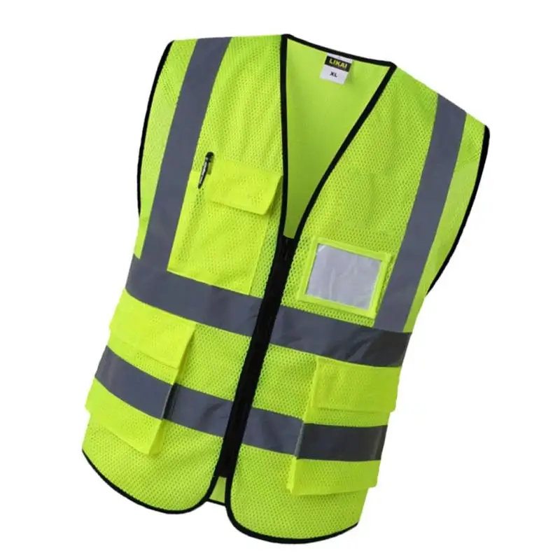 Gilet de sécurité réfléchissant multi-poches, gilet de circulation de couleur vive, uniforme pour mineurs de charbon de fer respirant, réfléchissant