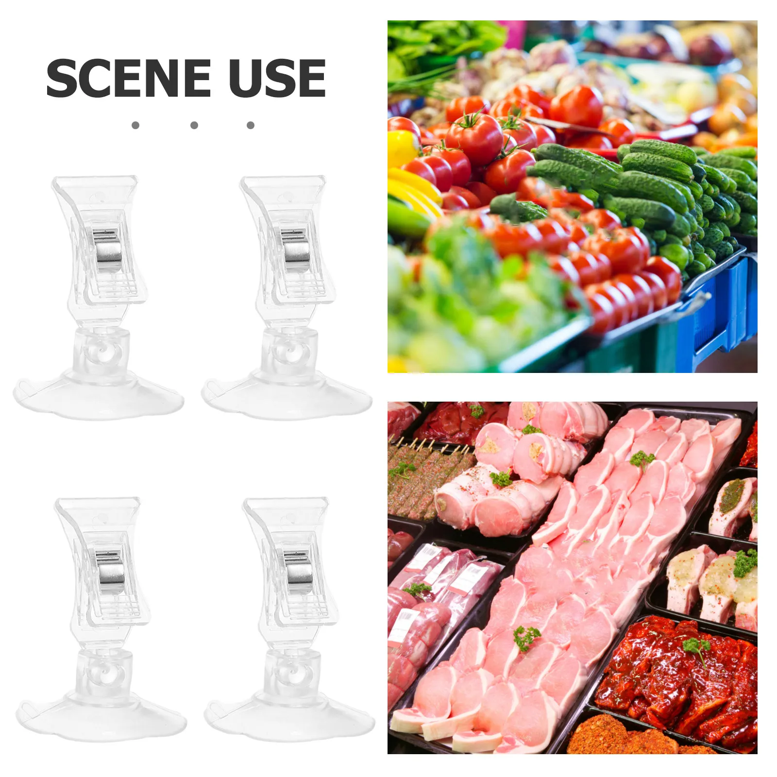 10Pcs Suction Cup Clips Label Tag Holders Clear Plastic Price Display Sign Holders for Store Supermarket Advertising Sign
