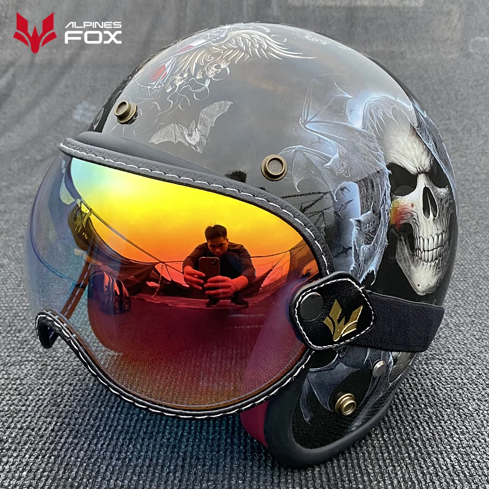 

Retro Motorcycle Goggles Bubble Visor Lens Motorbike Riding UV Protection Windshield Colorful for Vintage Half Face Helmets