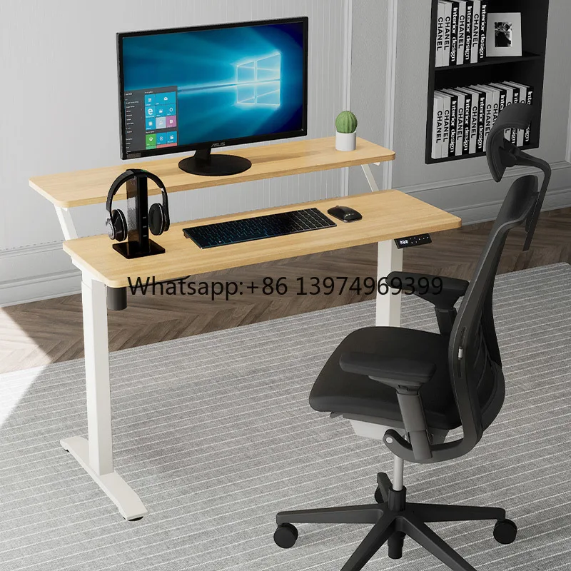 Sit Stand Table Frame Wooden Desktop Apartment Room Indoor Hotel Office Musician Work Computer Standing Desk