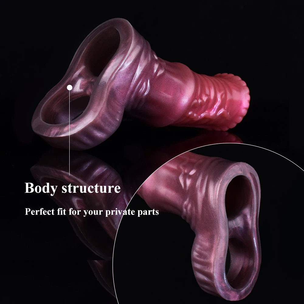 NNSX Animal Silicone Pênis Manga, Anéis Galo, Atraso Ejaculação, Estimulação do Clitóris, Bico de Alargamento, Brinquedos Sexy para Homens, Adulto