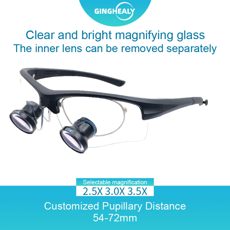 Ginghealy 2.5X 3.5X TTL Surgery Medical Magnifying Glass Loupes The Internal Small Frame Makes It Easy to Customize the Diopter.