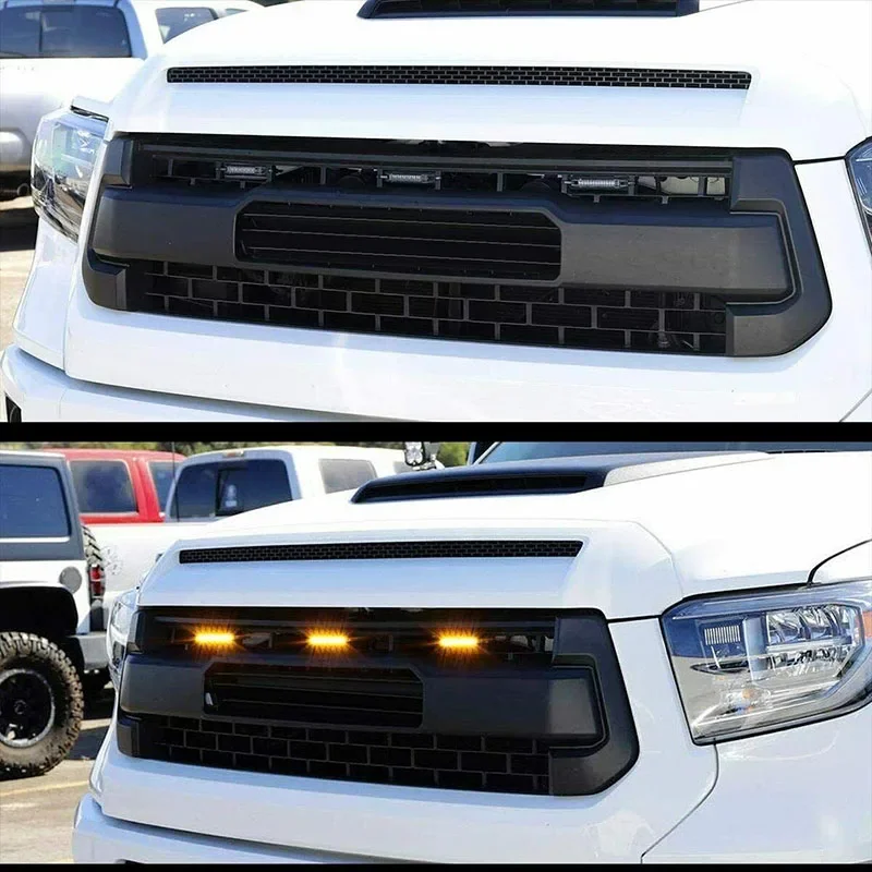 3pcs/Set LED Front Grille Light Smoked Lens Amber Light Fit For Toyota Tundra 2014-2021 Replacement Accessories Car Signal Lamps