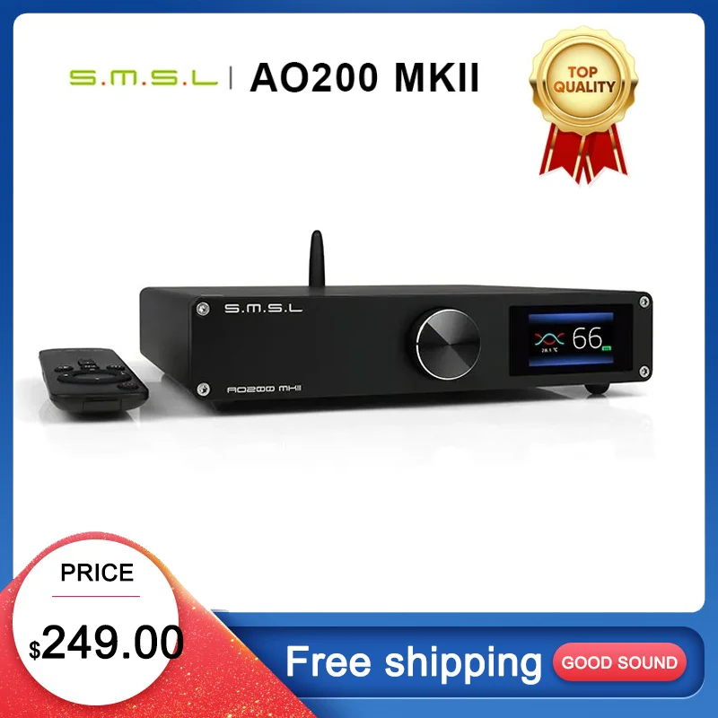 

SMSL AO200 MKII HIFI Digital AMP MA5332MS Chip High Power Stereo Amplifier XLR/RCA/USB/Bluetooth 5.0 Balanced Input SDB Sound