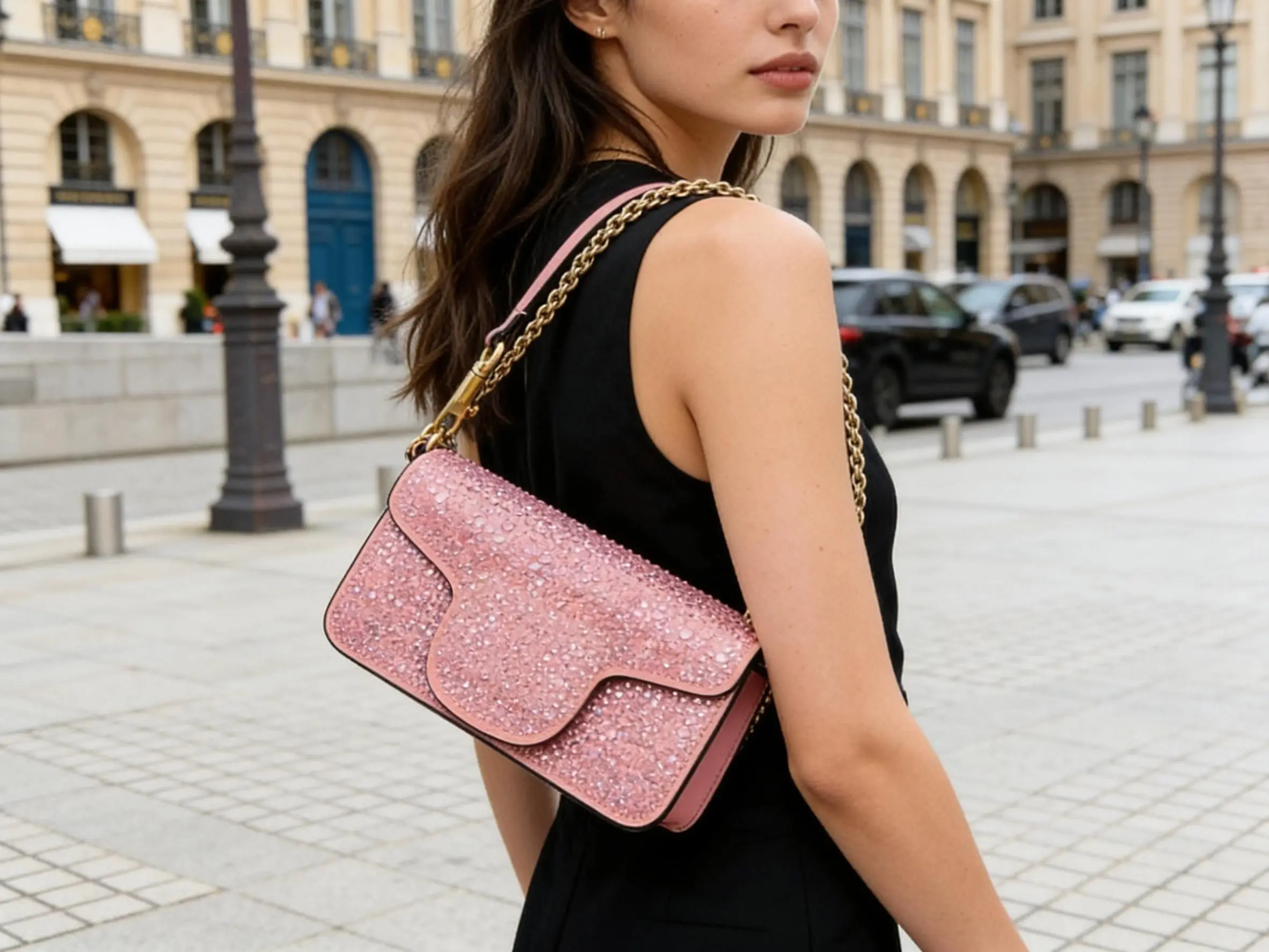 

New Full Rhinestone & Sequin Mini Square Convertible Evening Clutch Luxury Purse for Women Women's luxury handbags