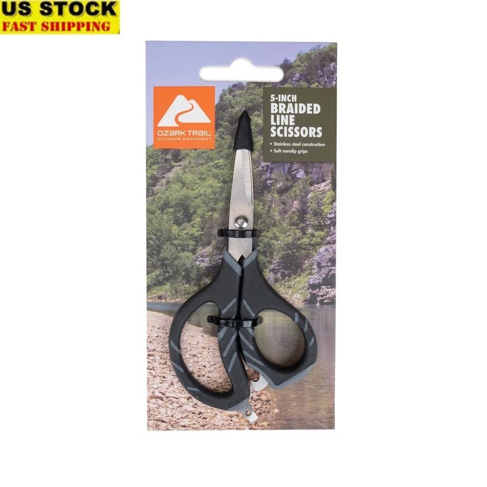 Confezione da 3 forbici per lenze da pesca in acciaio inossidabile, impugnatura morbida multifunzione, design ergonomico, cacciavite apribottiglie incorporato