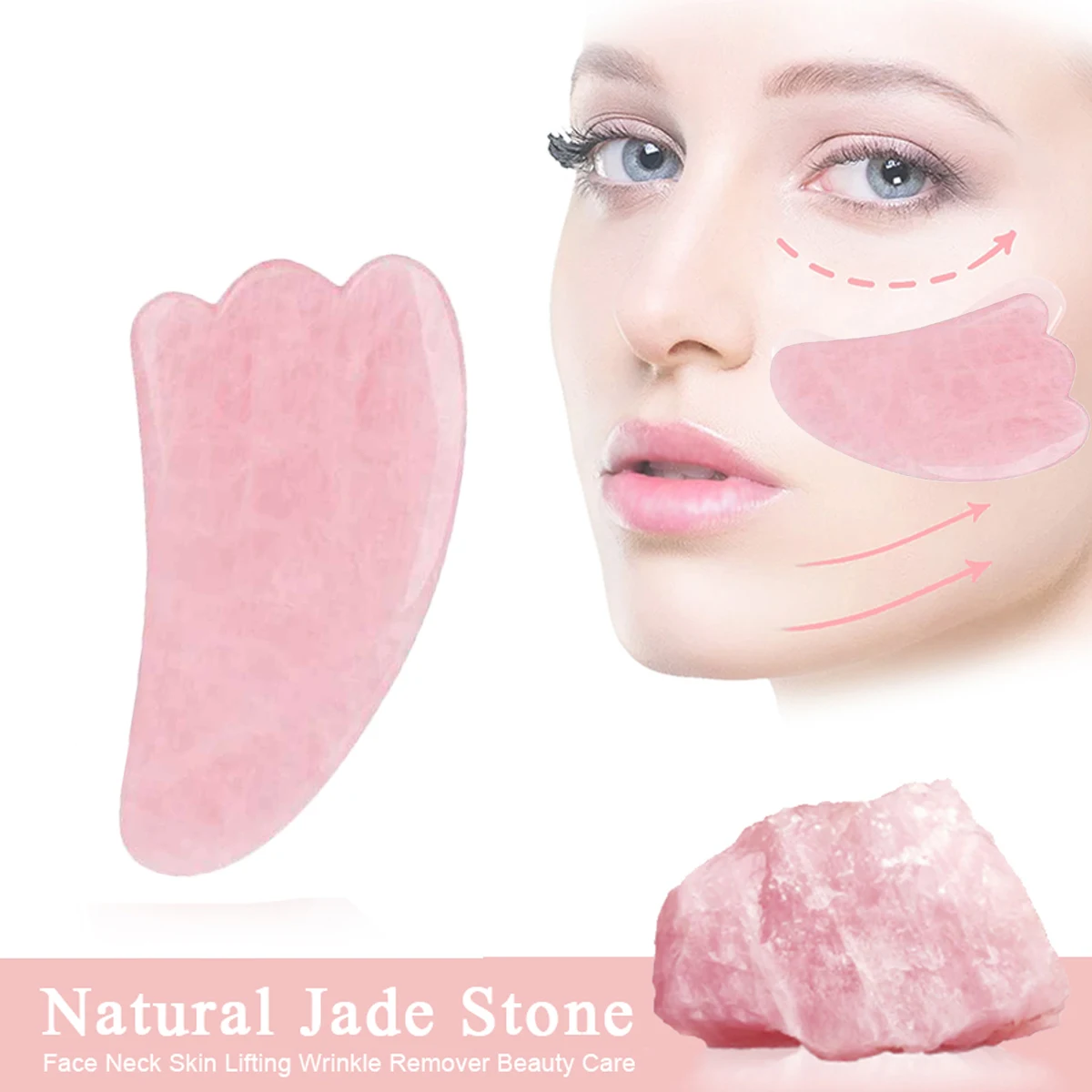 1pc Natural Jade Guasha Scraper Board Massager Tool for Face Body Skin Lifting Wrinkle Remover Reduce Puffiness Beauty Care Tool