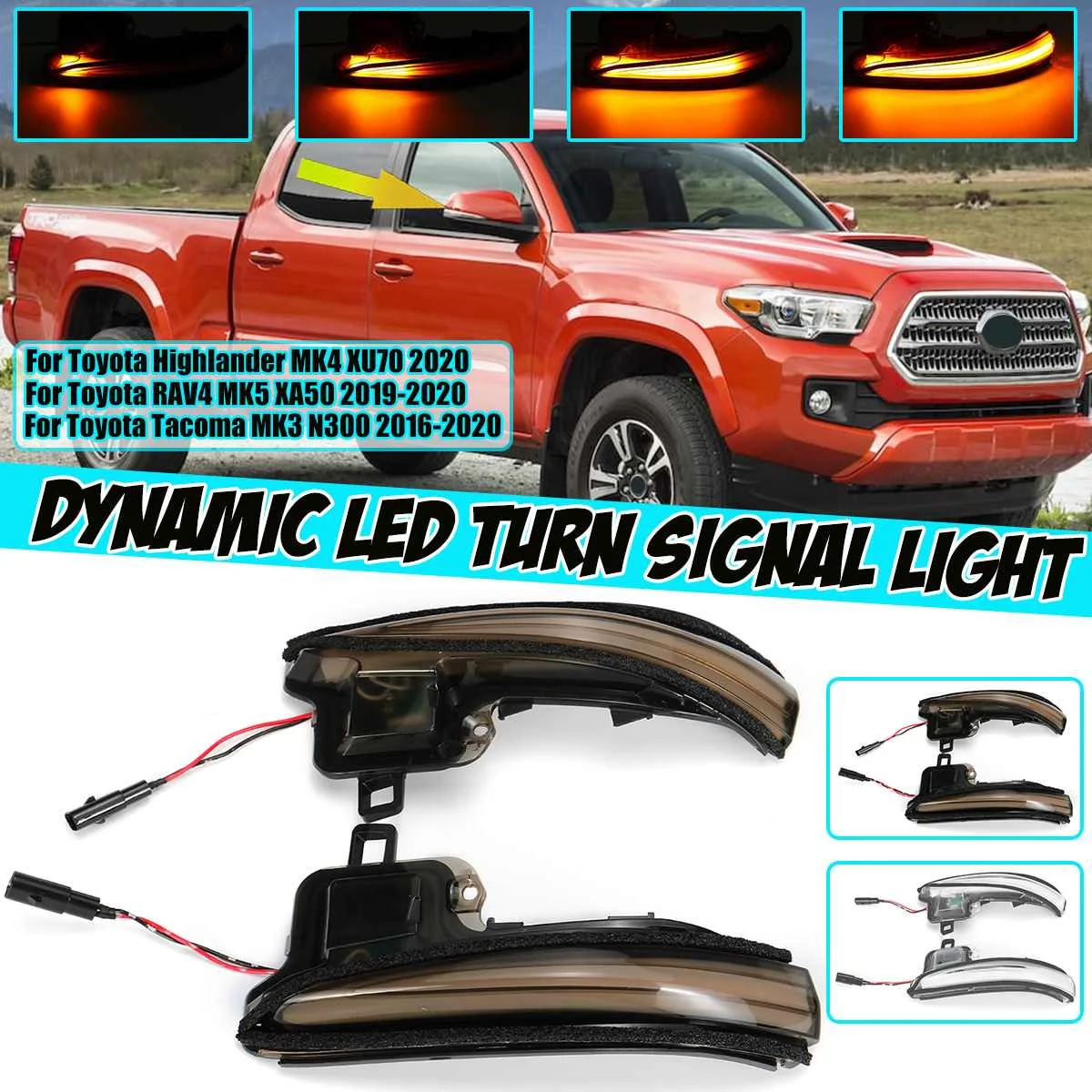 2x LED Flowing Turn Signal Light for Toyota RAV4 Alphard Vellfire Tacoma N300 XA50 Highlander XU70 2020 Side Mirror lights Lamp