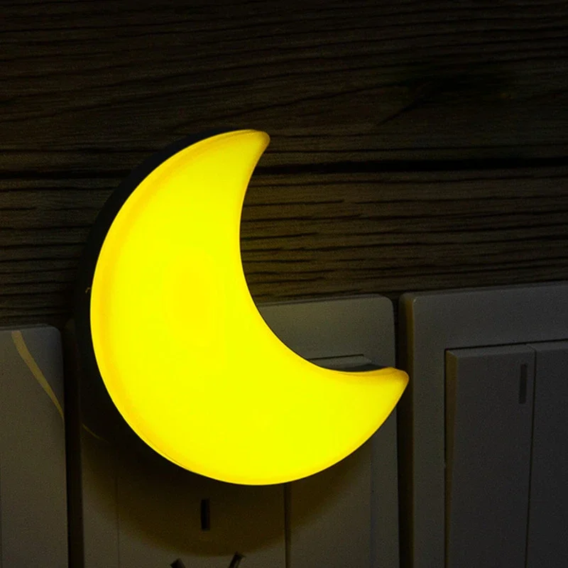 

Moon Night Light Plug Into Wall Cute Baby Wall Nursery Lamp Intelligent Light Sensor LED Nightlight for Kids Bedroom Hallway