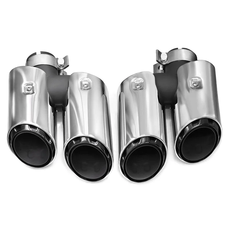 Quad Car Exhaust Tip For Porsche Macan 2014-2018 Satinless Muffler Tip Three Layer Tailpipe Replacement Exhaust Pipe Nozzle Tips