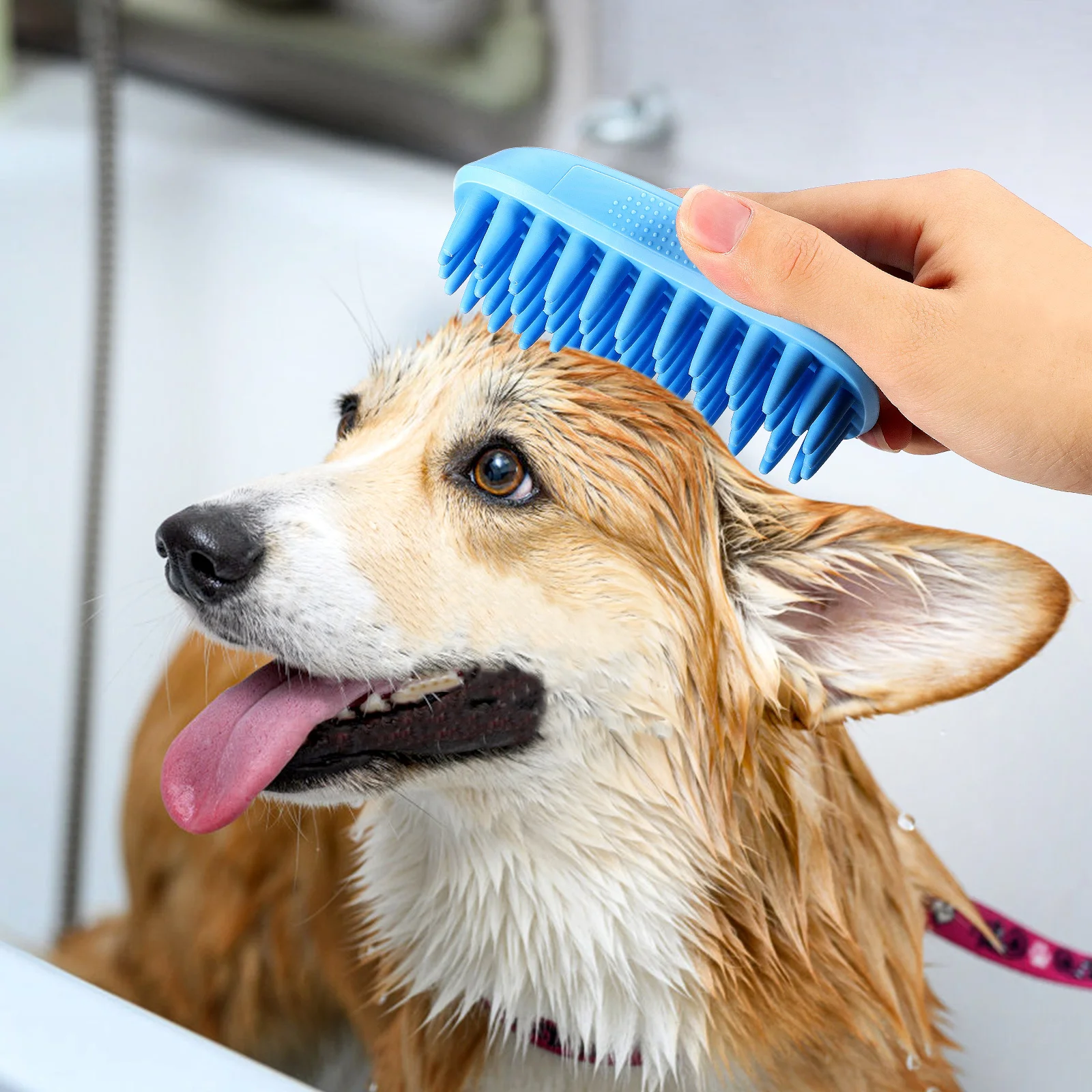 

Silicone Shampoo Brush Dog Bath Pets Scrub for Cat Scrubber Soft Shower Bathing