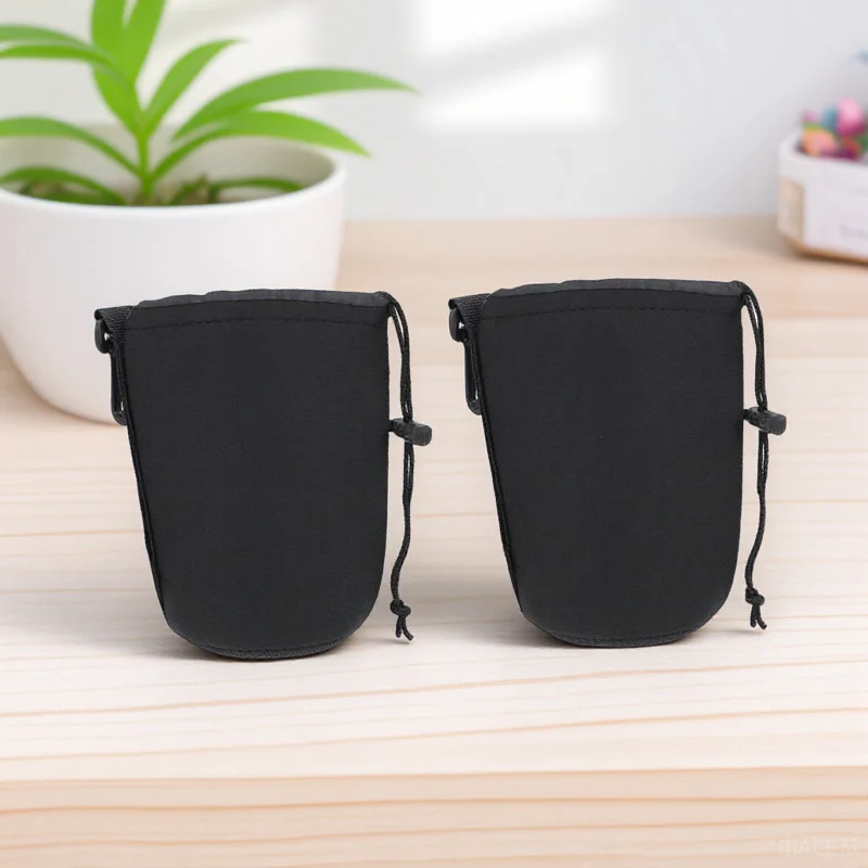 

2Pcs Drawstring Neoprene Lens Pouch Bag Shockproof Insulated Camera Lens Case Universal Fit for Most Brands Pouch Set