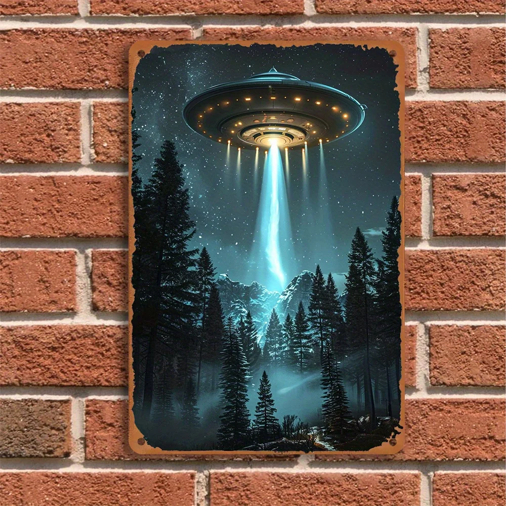 1 pezzo Voglio credere UFO Decorazione da parete in ferro vintage, arredamento per la casa e l'ufficio, facile da installare, riutilizzabile, regalo ideale, 8x12 pollici