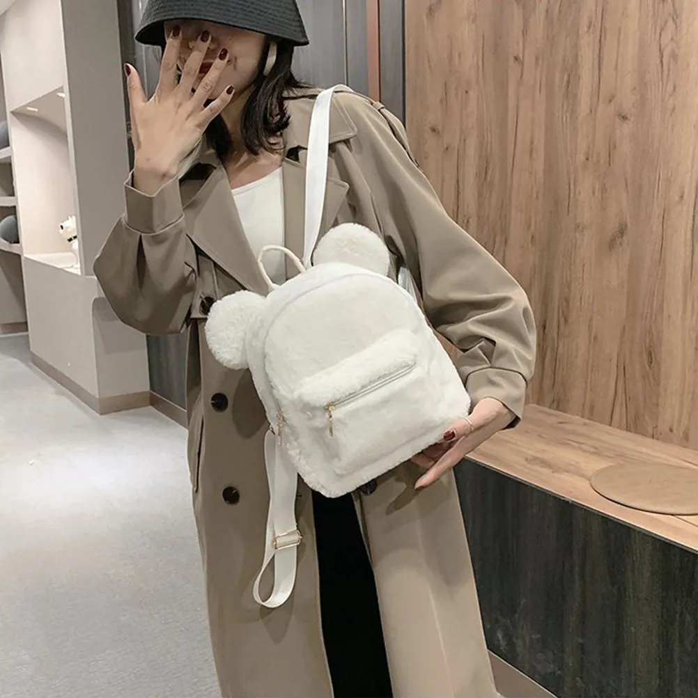 

Рюкзак с ушками медведя в мультяшном стиле, зимний, большой вместимости, повседневный, для активного отдыха, школы, путешествий, многофункциональный, на плечо, для девочек