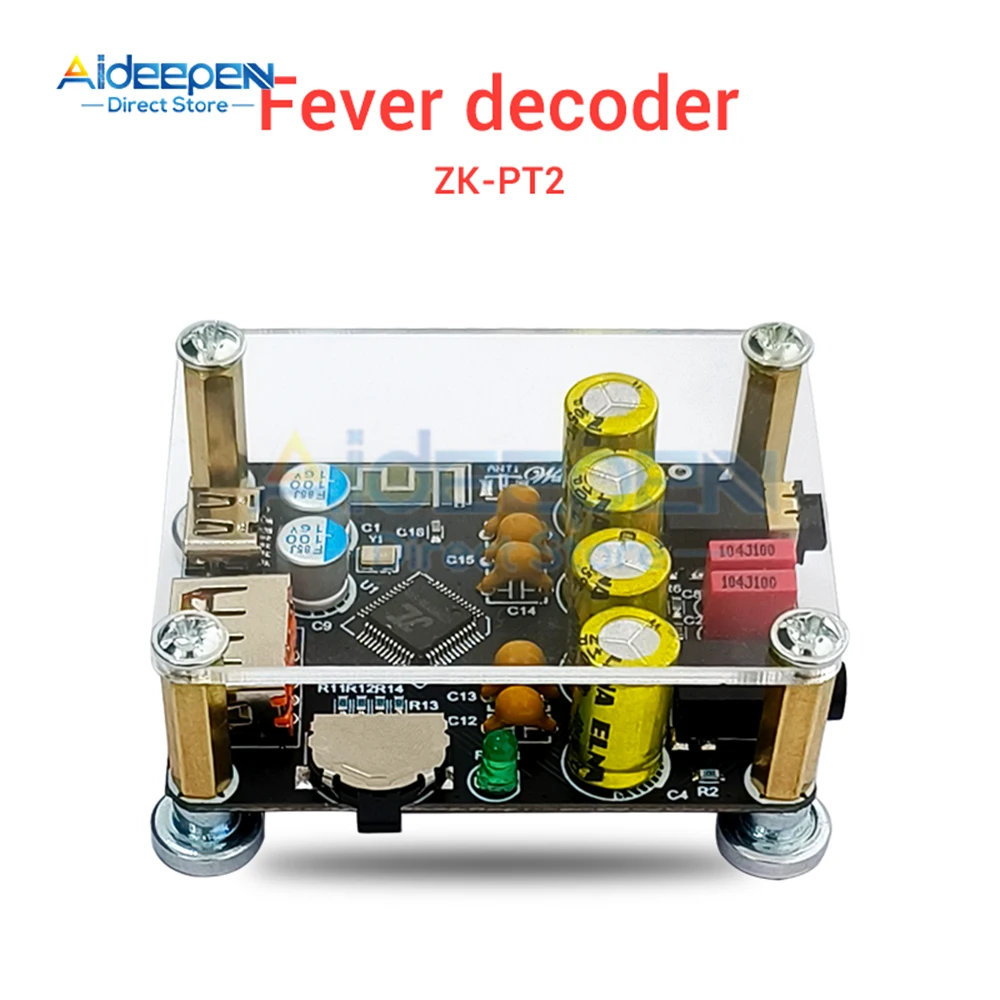 เครื่องรับสัญญาณเสียง DC 5V Hifi5.1 ZK-PT2 Lossless Fever, บอร์ดถอดรหัสบลูทูธเครื่องเล่นสัญญาณเสียงพร้อมเสาอากาศ TYPE-C USB