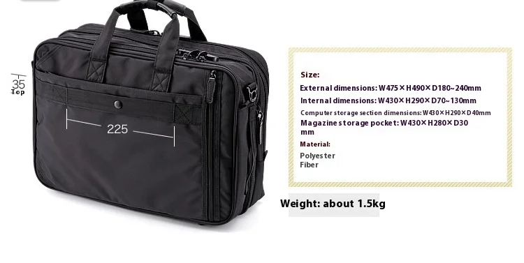 Large Capacitor Bag with Password 3WAY Handheld Double Shoulder Bapa Waterproof Business Nylon Notebook Bag