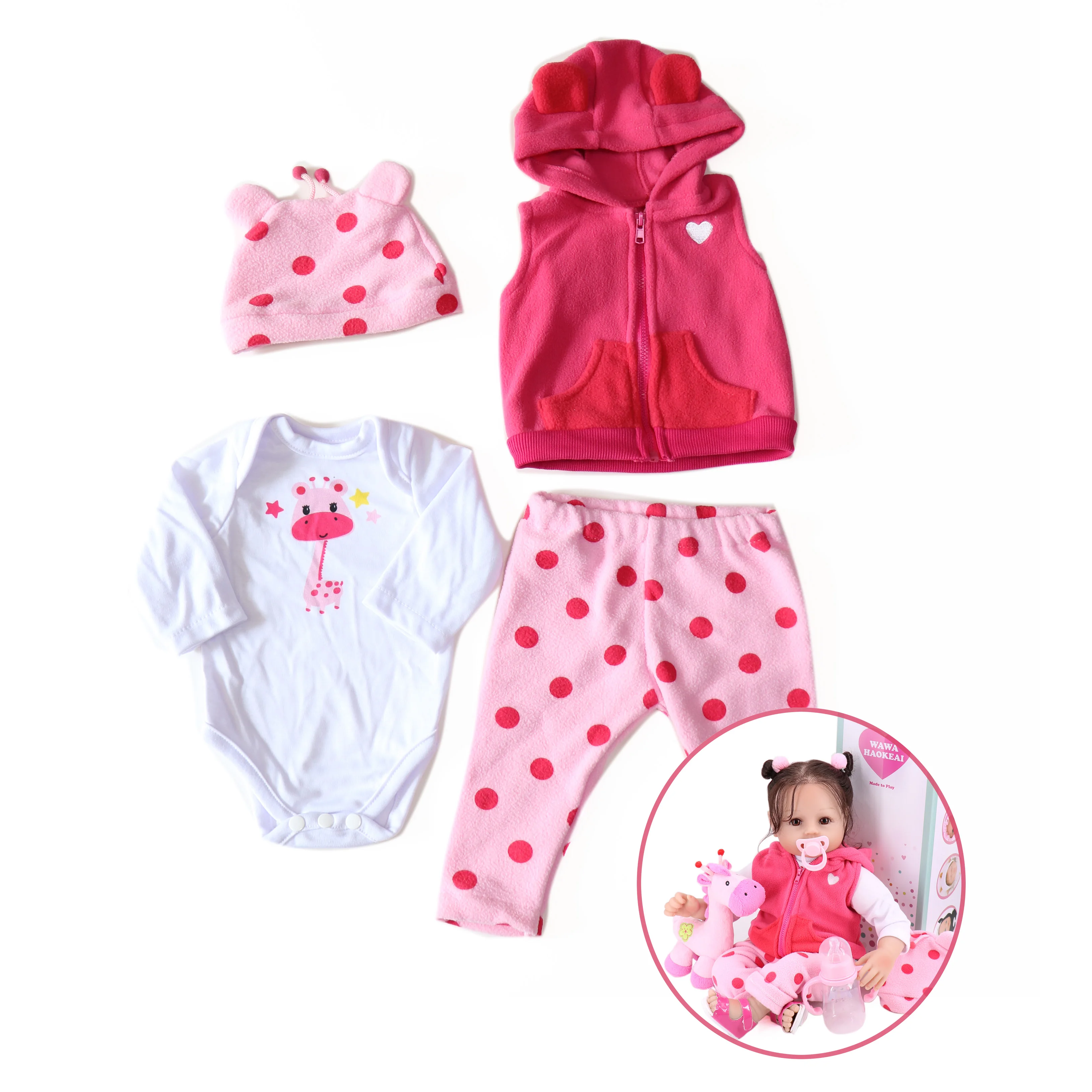 YingHuanMei 20-22 Inch Simulation Doll Clothing Set, 4-piece Clothing. Suitable For Our Store's 20-22 Inch Simulation Dolls