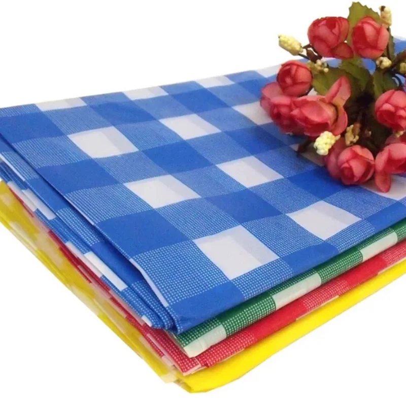 YOZA Party Disposable Tablecloths Plastic Disposable Table cloth Weddings Plaid Pattern Outdoor Picnic BBQ Decoration