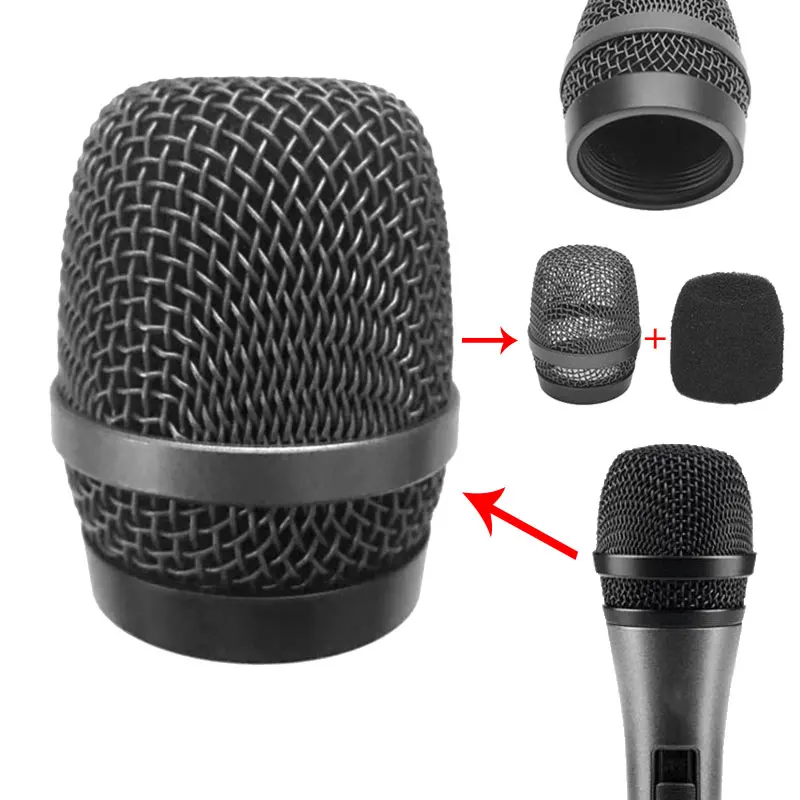 Built-in Foam Windscreen Harden Steel Mesh Microphone Grilles for Sennheiser E835 E845 Mic Accessories Replacement Metal Grille