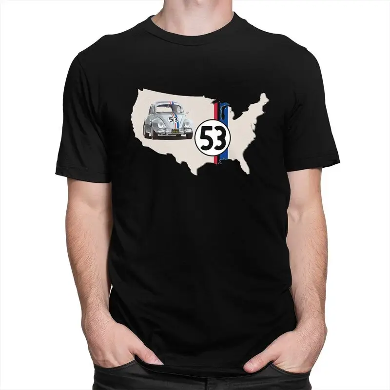 Custom Novelty Herbie 53 Classic Racing Car Logo T Shirt Men Short Sleeves Pure Cotton T-shirt Summer Tee Streetwear Tshirt