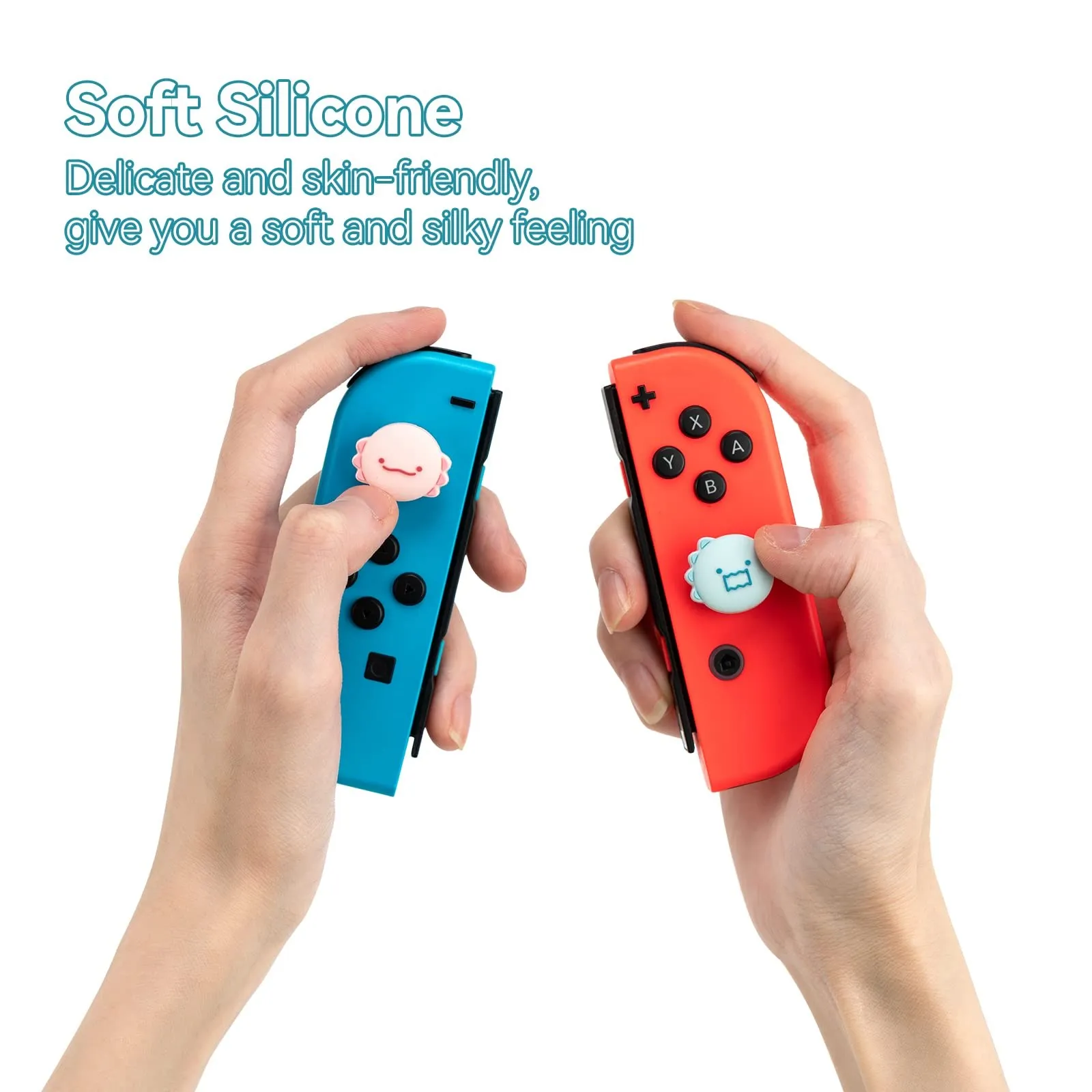 Geekshare Schattige Dinosaurus Axolotl Siliconen Joycon Thumb Grip Caps Joystick Cover Compatibel Met Nintendo Switch/Oled/Switch Lite