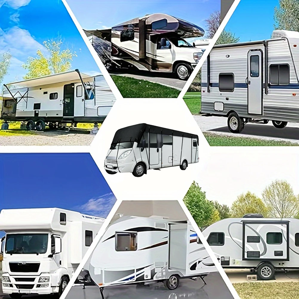 

8.5x3m RV Roof Cover Waterproof Caravan Roof Cover 210D Oxford Cloth RV Roof Protective Cover for RV Outdoor Travel Car