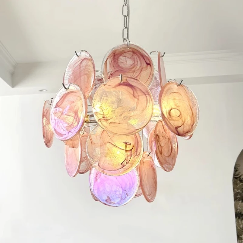 

Light Luxury French Light Green Glass Chandelier Kitchen Dining Room Art Pendant Lights Living Room Bedroom Villa E14 Lamp