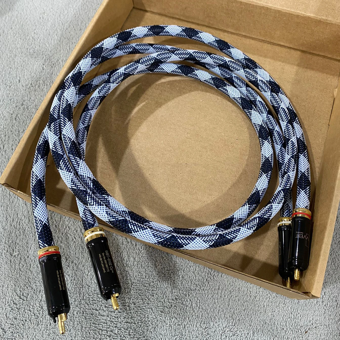 Par de cables RCA, Cable de señal de Audio para fiebre chapado en plata, cable auxiliar de interconexión RCA a RCA chapado en oro WBT0102