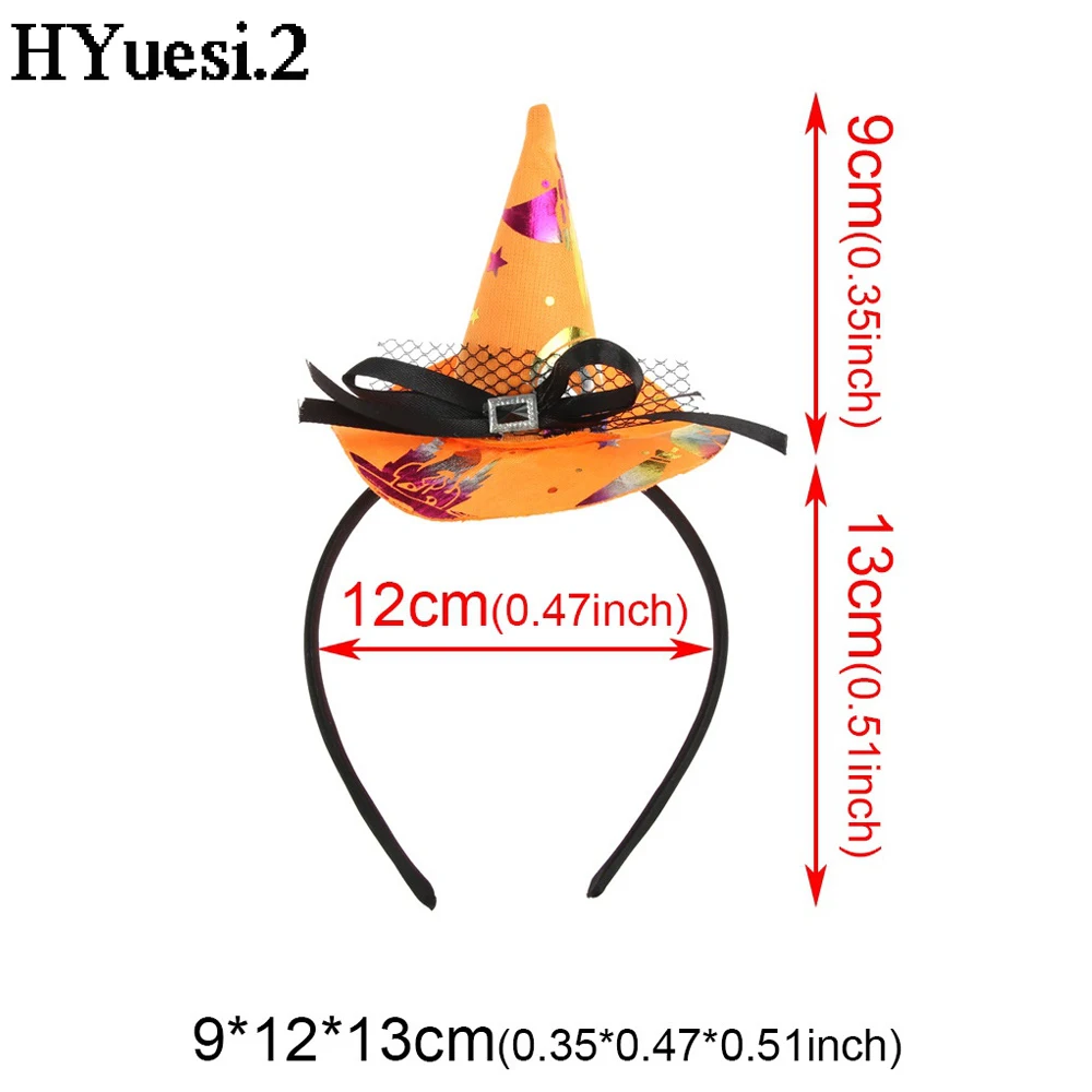 Mini Pointy Witch Hat Hairbands Spider Web Pumpkin Skull Shaped Hair Hoops For Kids Girls Halloween Headbands Cosplay Decoration