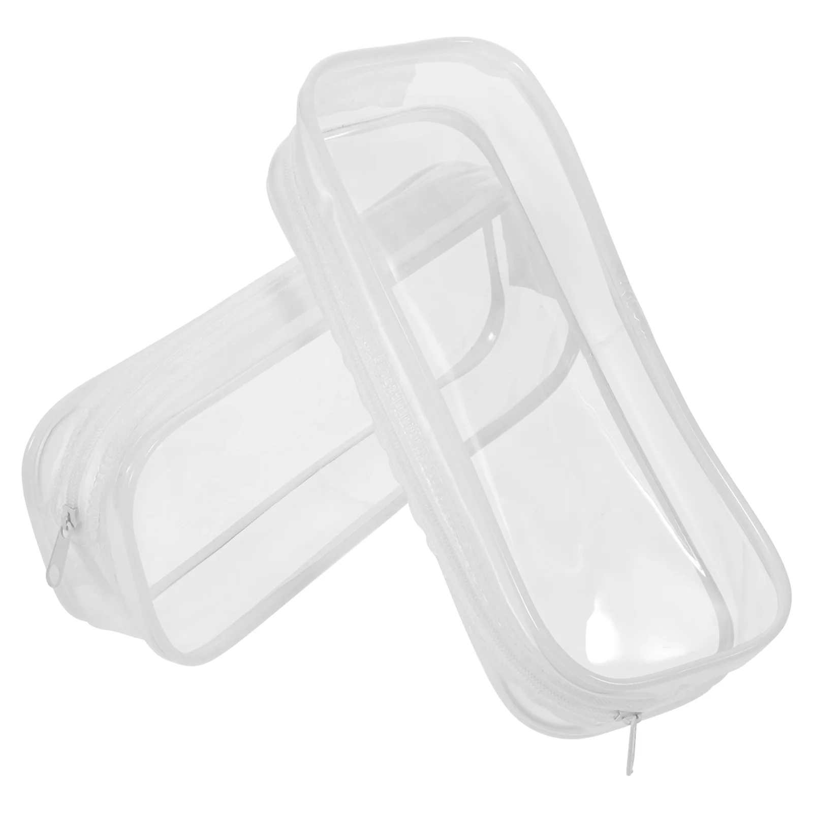 

2pcs Portable Pencil Case Large Capacity Pen Bag Multi-Function Stationery Storage Bag For School Students Adults Clear