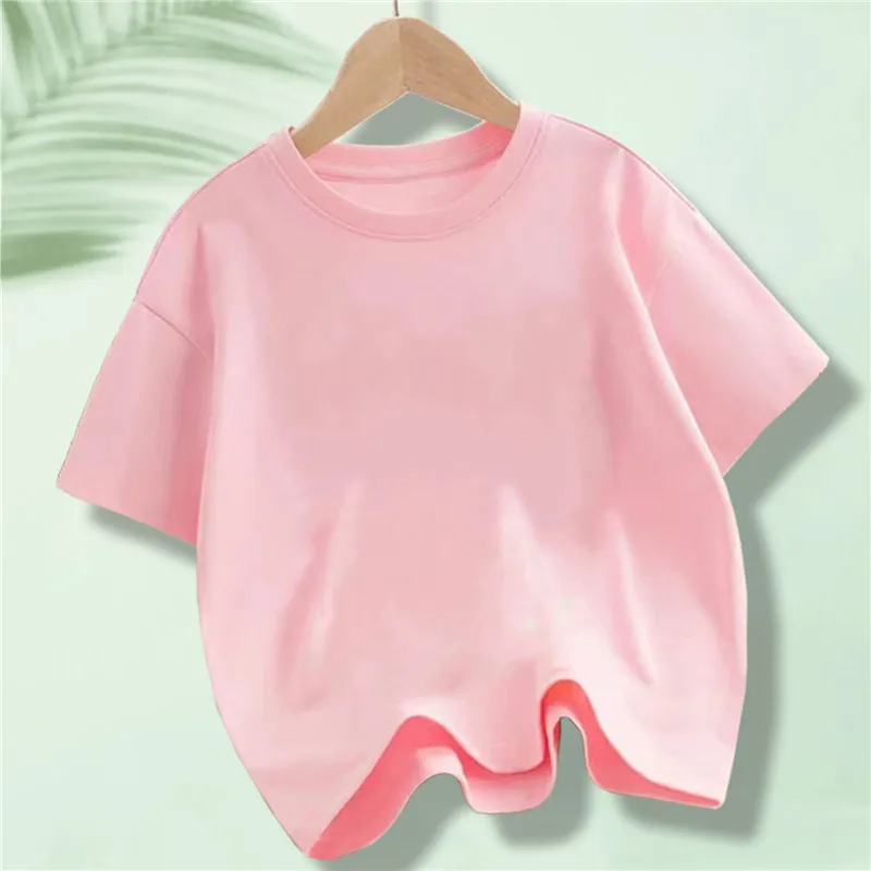 Kinder-Baumwoll-Kurzarm-T-Shirt für Kinder im Sommer, einfarbig, Rundhals-Tops für Jungen und Mädchen – Detail 13