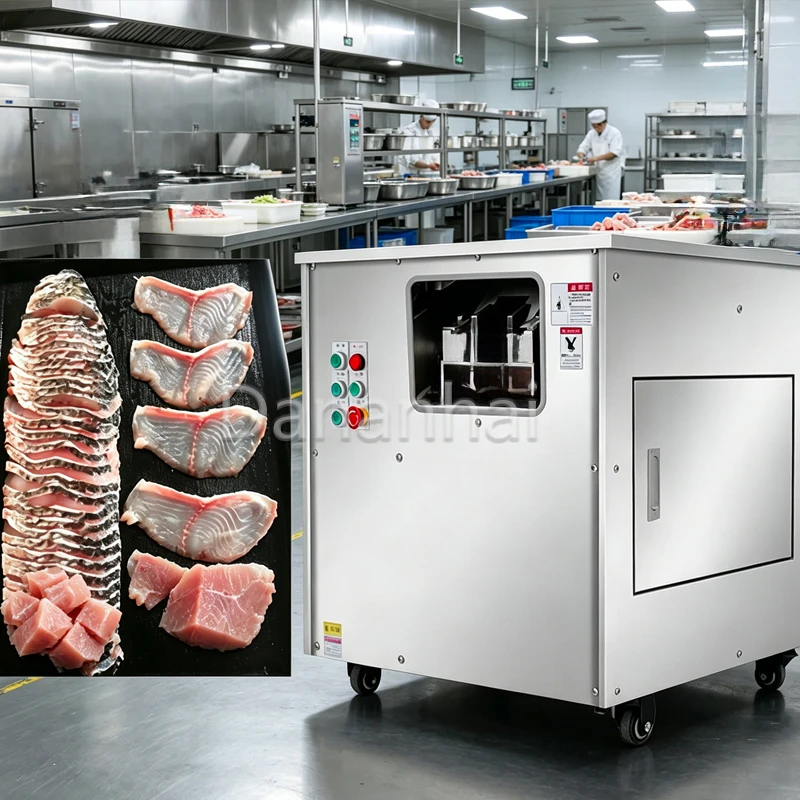Professional Commercial Electric Fish Fillet Cutter Large Oblique Dual Groove Multifunctional Kitchen Equipment for Seafood Proc