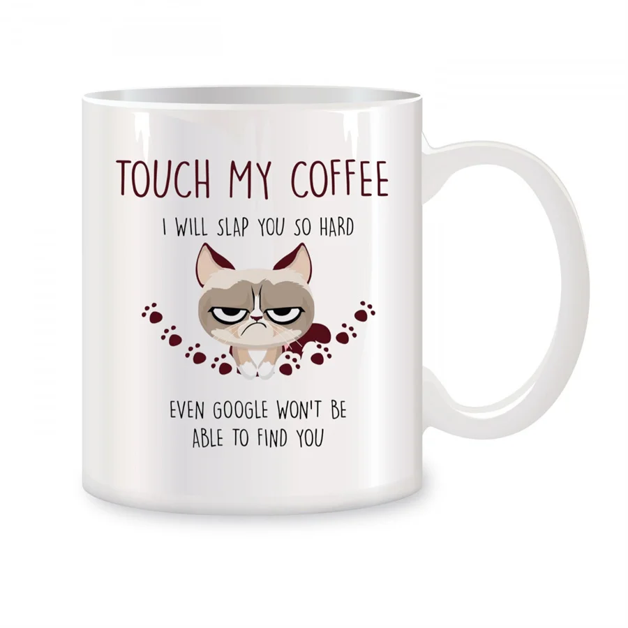 Touch My Coffee Cat Mugs For Women Men Animal Lovers Birthday Gifts Novelty Coffee Ceramic Tea Cups White 11 oz