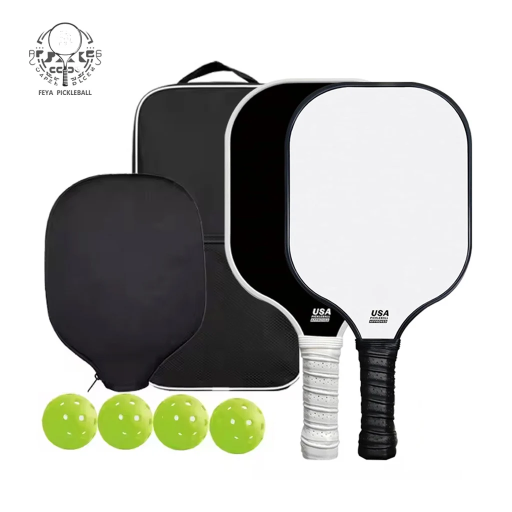 

Fiberglass Honeycomb Pickle Paddle USA Black and White TPU EVA Fashion Outdoor Leisure Sports Set Pickle Paddle with Pickleball