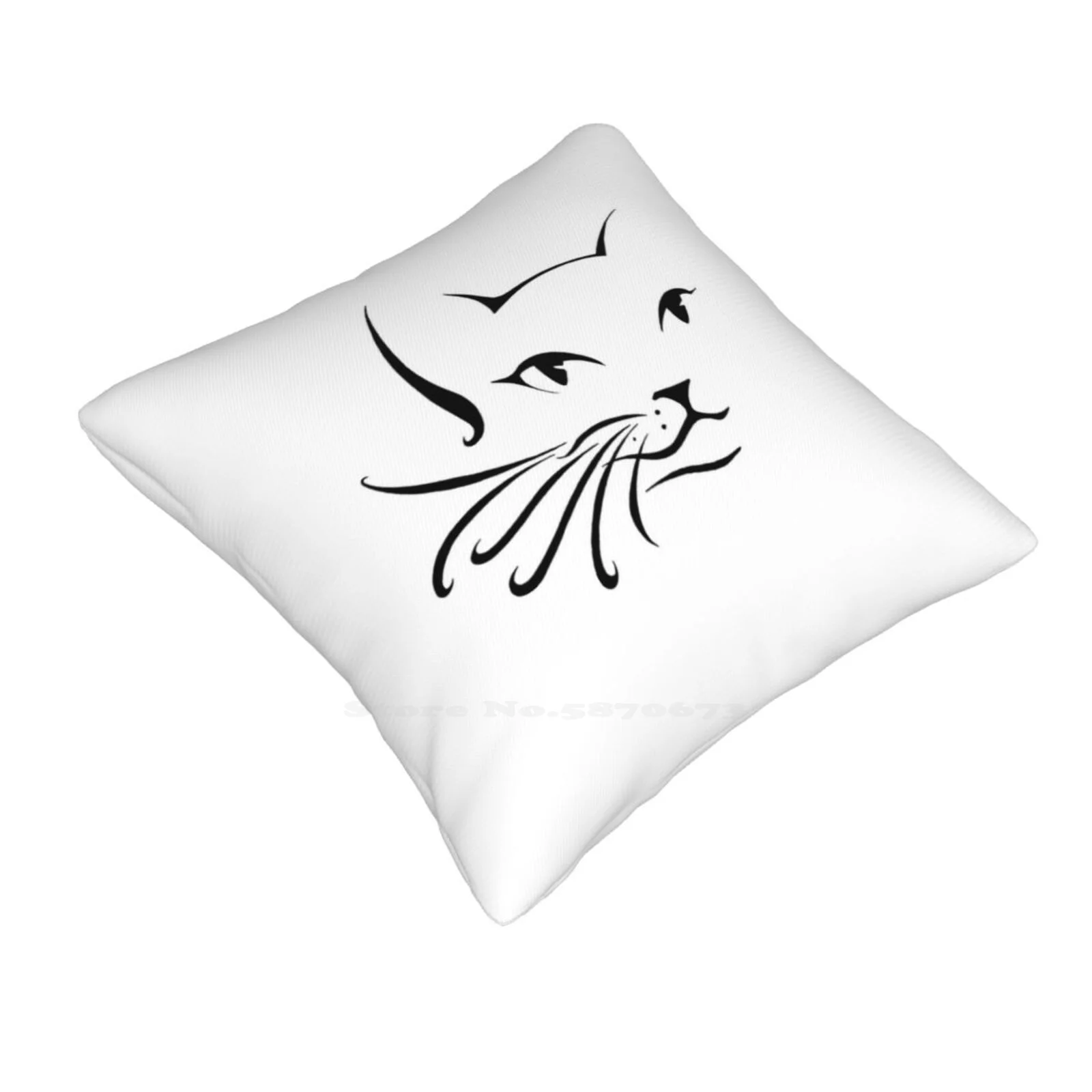 Cat Face Outline Cute Fancy Funny Cute Decor Square Pillowcase Cats Kitten Kitty Face Outline Caturday Cute Fancy Person