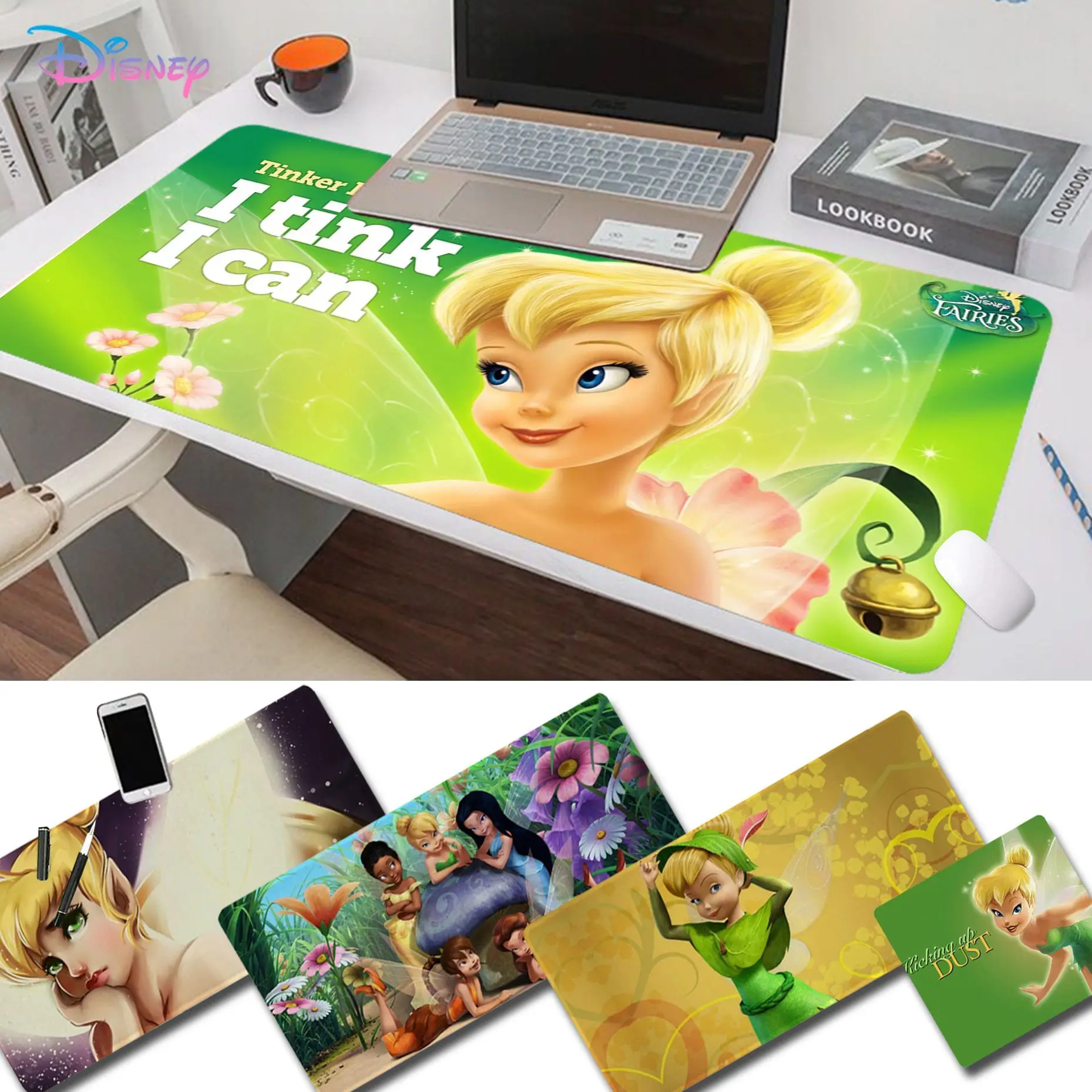 Disney Art Tinkerbell And Peter Mousepad Beautiful Large Gaming Mousepad L XL XXL Gamer Mouse Pad Size For Game Keyboard Pad