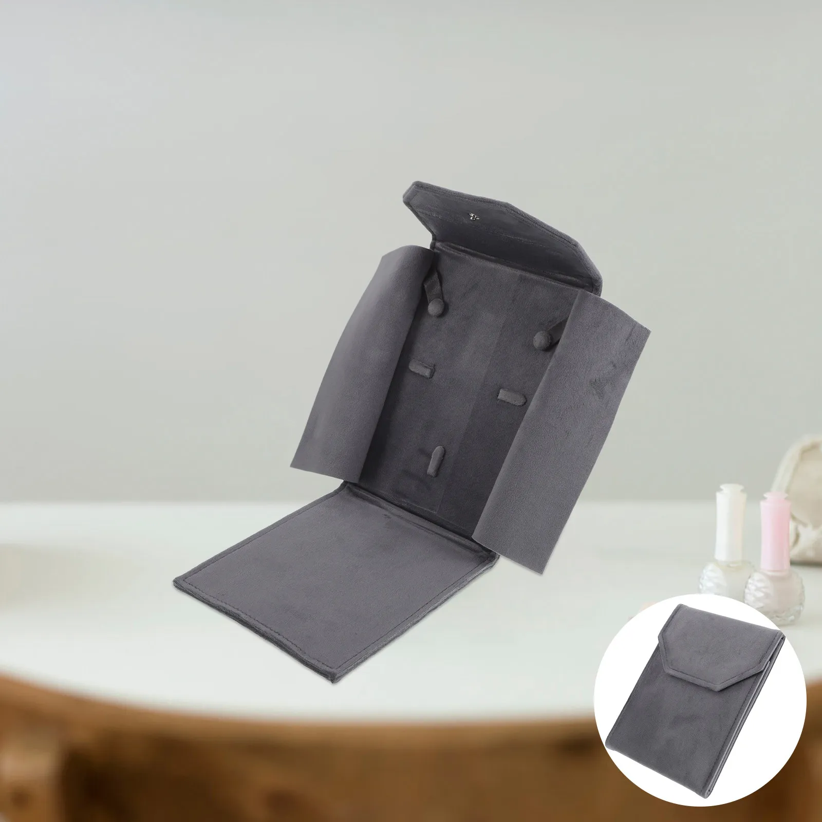 

Органайзер для украшений для путешествий, серый мешочек на кнопке, компактная сумка для хранения, подарок на свадьбу, для подружки невесты, на Рождество