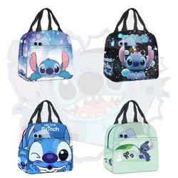 Disney Stitch Lunch Thermal Bag Cartoon Fashion Print Large Capacity Waterproof Portable Bento Bag Outdoor Travel Lunch Bag