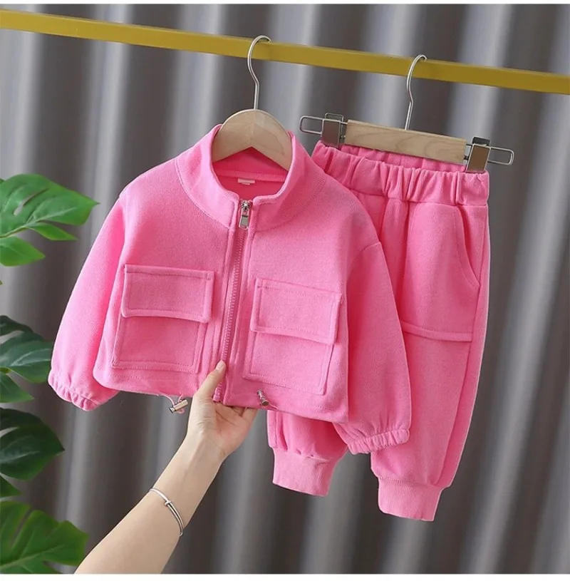 Baby-Mädchen 2-teilige Trainingsanzüge RAISE Herbst Einfarbige Kinder-Mädchen Reißverschluss-Jackenanzüge Lässige Kleinkind-Mädchen Hosen Kleidung Outfits – Detail 17