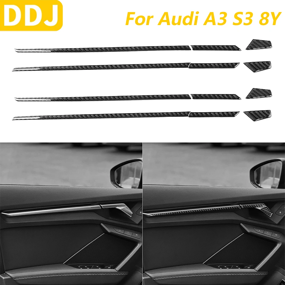 

Для Audi A3 S3 8Y 2021-2025 углеродное волокно передняя задняя внутренняя дверная панель декоративные полоски автомобильные аксессуары наклейка для украшения интерьера