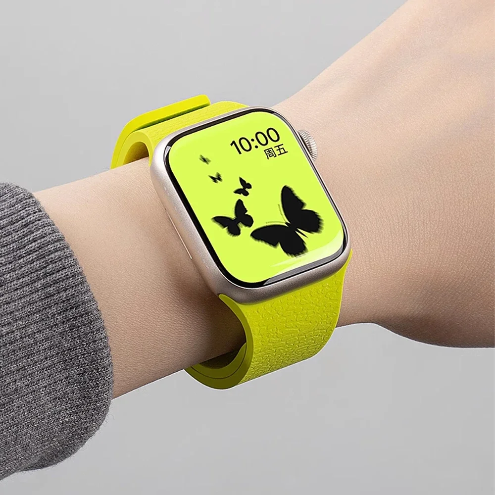 حزام سيليكون مغناطيسي لساعة أبل الترا 2 1 49 مللي متر 10 9 8 7 46 مللي متر 42 مللي متر 45 مللي متر 41 مللي متر استبدال معصمه لـ Iwact 6 5 4SE 44/40 مللي متر